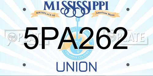 5PA262 Mississippi License Plate