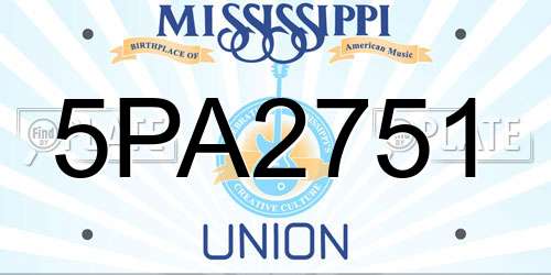 5PA2751 Mississippi License Plate