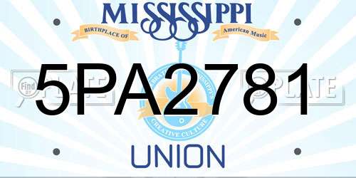 5PA2781 Mississippi License Plate
