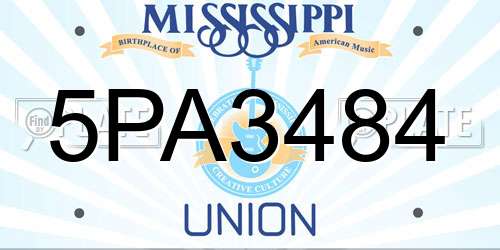 5PA3484 Mississippi License Plate