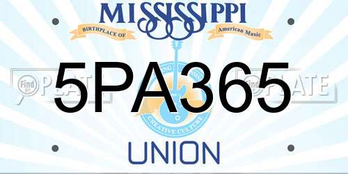 5PA365 Mississippi License Plate