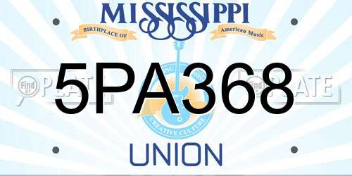 5PA368 Mississippi License Plate