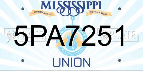 5PA7251 Mississippi License Plate