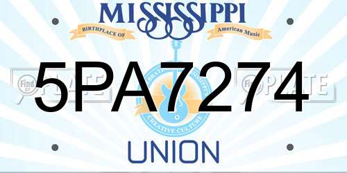5PA7274 Mississippi License Plate