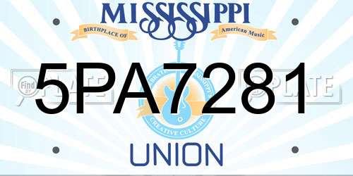 5PA7281 Mississippi License Plate