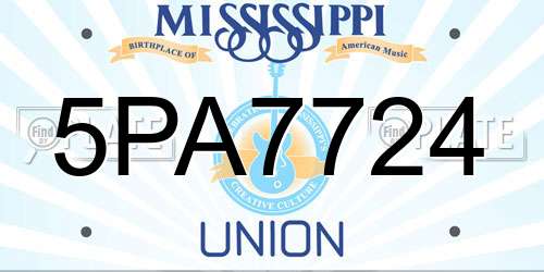 5PA7724 Mississippi License Plate