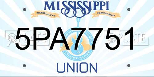 5PA7751 Mississippi License Plate