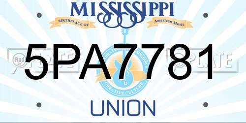 5PA7781 Mississippi License Plate