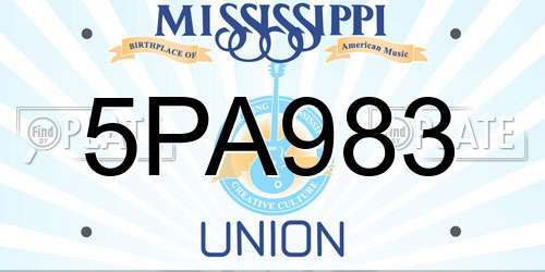 5PA983 Mississippi License Plate