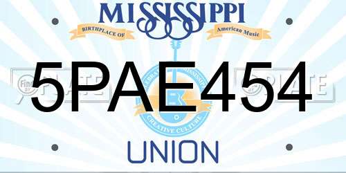 5PAE454 Mississippi License Plate