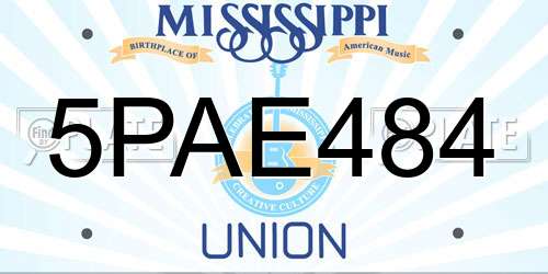 5PAE484 Mississippi License Plate