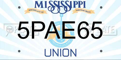 5PAE65 Mississippi License Plate