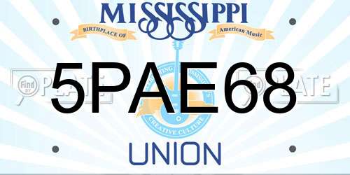 5PAE68 Mississippi License Plate