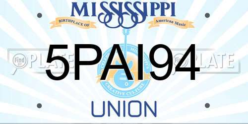 5PAI94 Mississippi License Plate