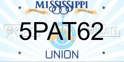5PAT62 Mississippi License Plate