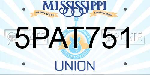 5PAT751 Mississippi License Plate