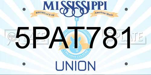 5PAT781 Mississippi License Plate