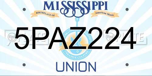 5PAZ224 Mississippi License Plate