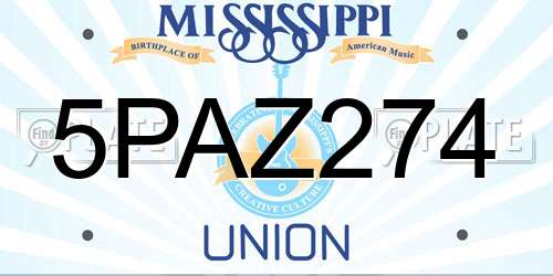 5PAZ274 Mississippi License Plate