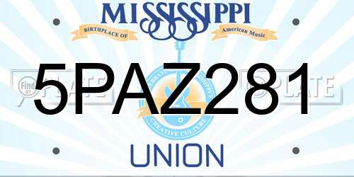 5PAZ281 Mississippi License Plate