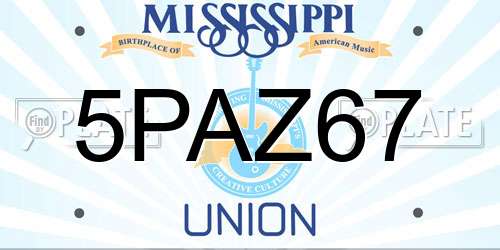 5PAZ67 Mississippi License Plate
