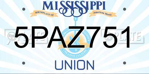 5PAZ751 Mississippi License Plate