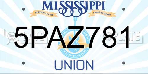 5PAZ781 Mississippi License Plate