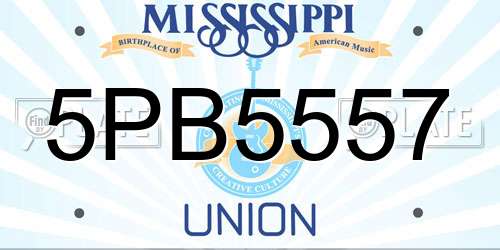 5PB5557 Mississippi License Plate
