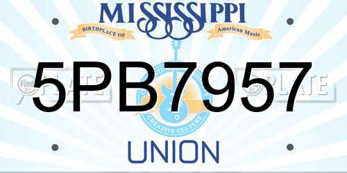 5PB7957 Mississippi License Plate