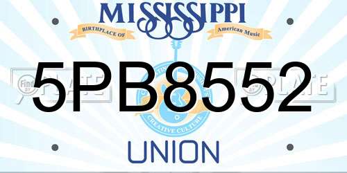 5PB8552 Mississippi License Plate