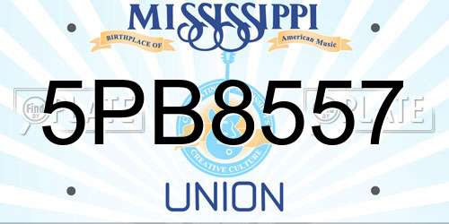5PB8557 Mississippi License Plate