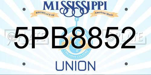 5PB8852 Mississippi License Plate