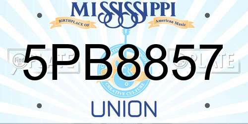 5PB8857 Mississippi License Plate