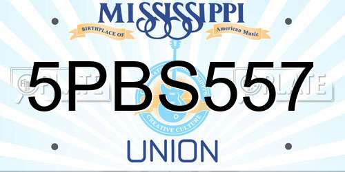 5PBS557 Mississippi License Plate