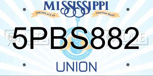 5PBS882 Mississippi License Plate
