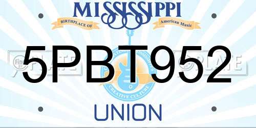 5PBT952 Mississippi License Plate