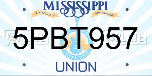 5PBT957 Mississippi License Plate