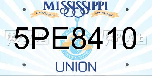 5PE8410 Mississippi License Plate