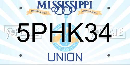5PHK34 Mississippi License Plate