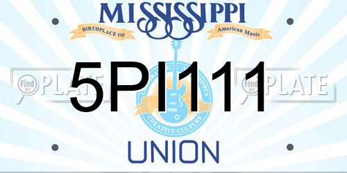 5PI111 Mississippi License Plate