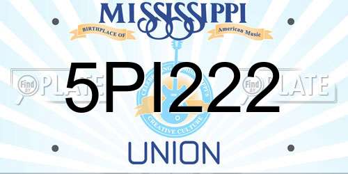 5PI222 Mississippi License Plate