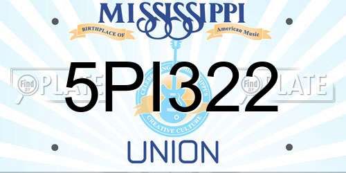5PI322 Mississippi License Plate