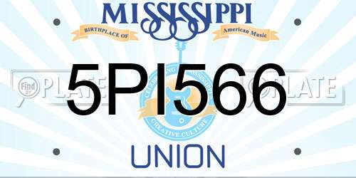 5PI566 Mississippi License Plate