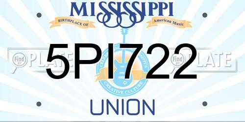 5PI722 Mississippi License Plate