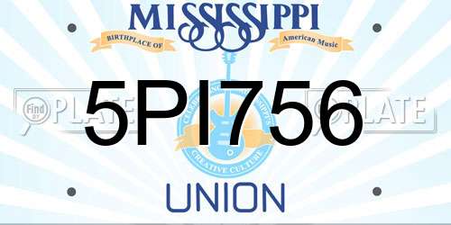 5PI756 Mississippi License Plate