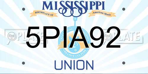 5PIA92 Mississippi License Plate