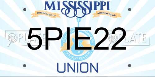 5PIE22 Mississippi License Plate