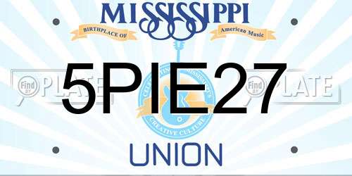 5PIE27 Mississippi License Plate