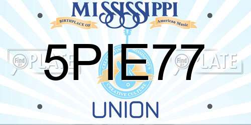 5PIE77 Mississippi License Plate