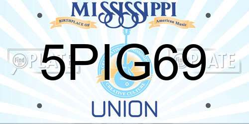 5PIG69 Mississippi License Plate